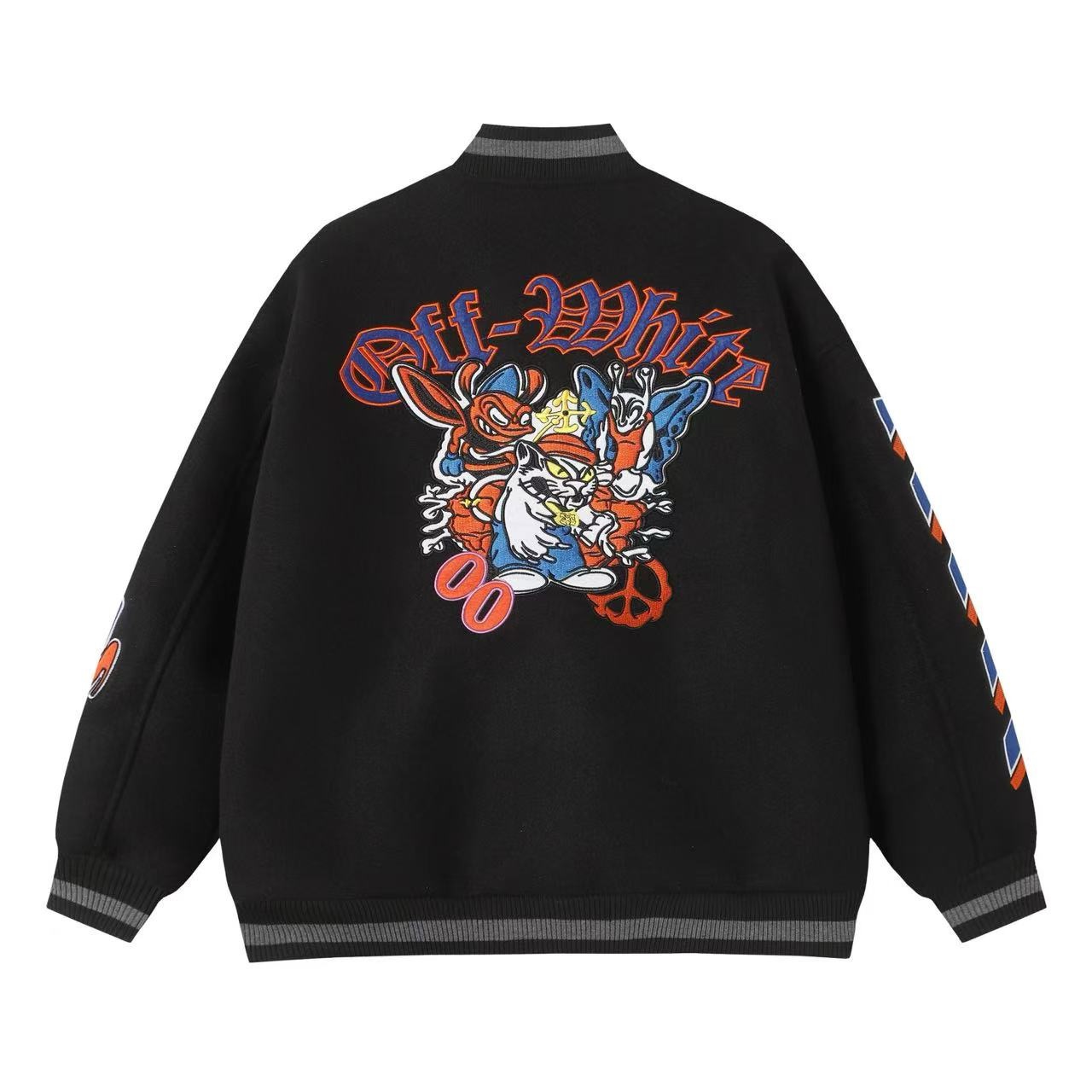 Off White Baseball Jacket black