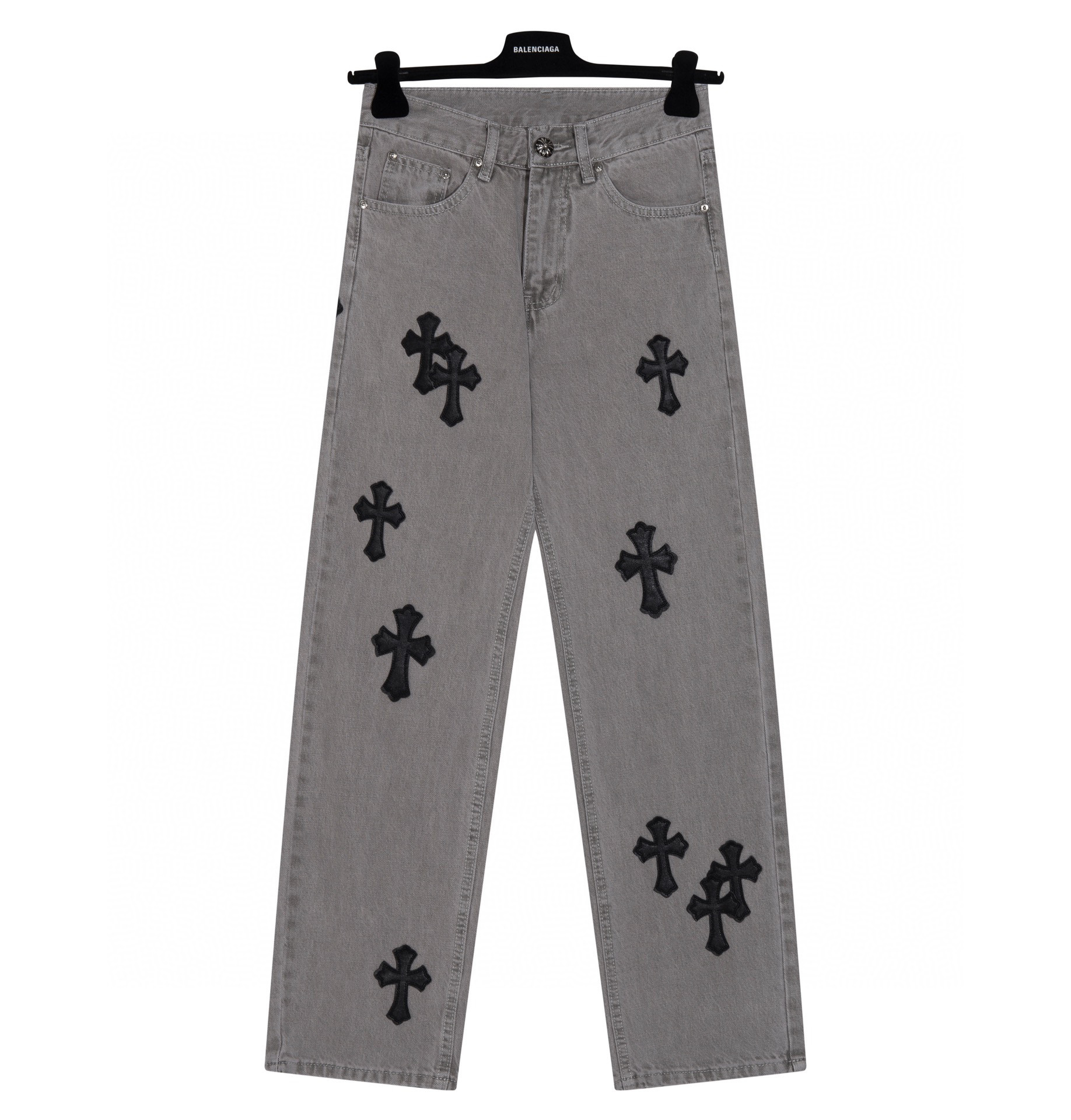 Chrome Hearts Black Cross Logo Jeans Dark Grey