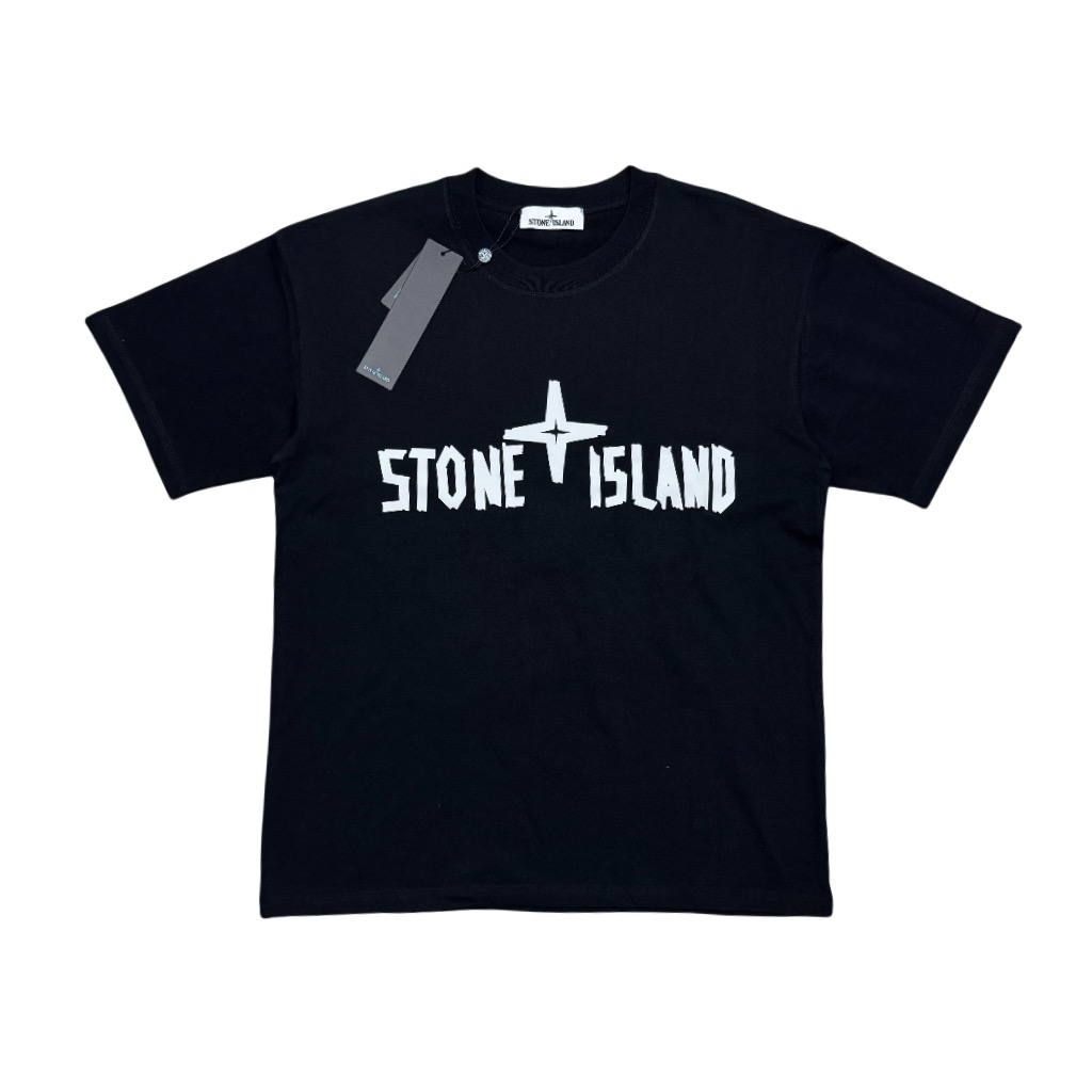 Stone island logo black tee