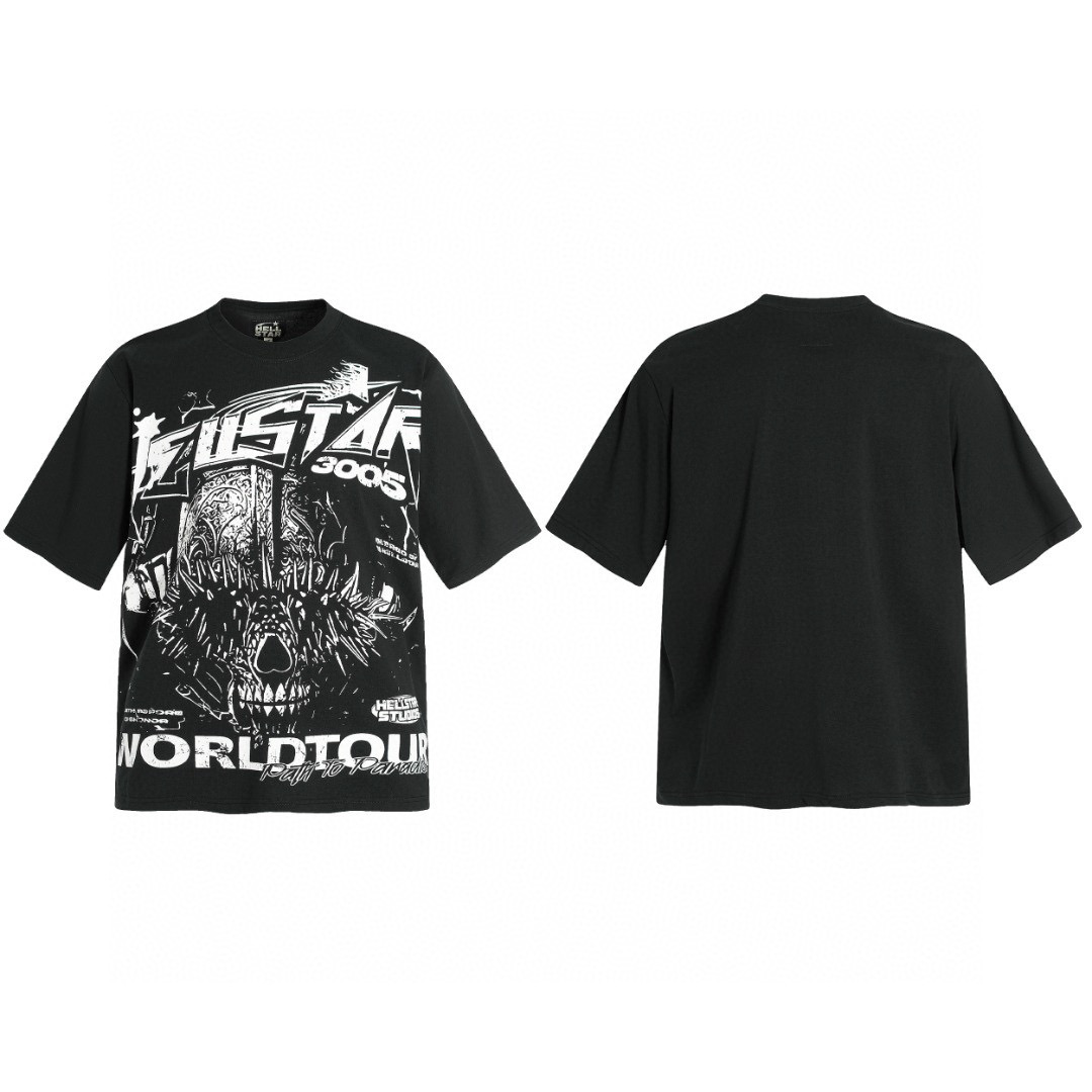 Hellstar Needle Skull Print Tee Black (need one size up)