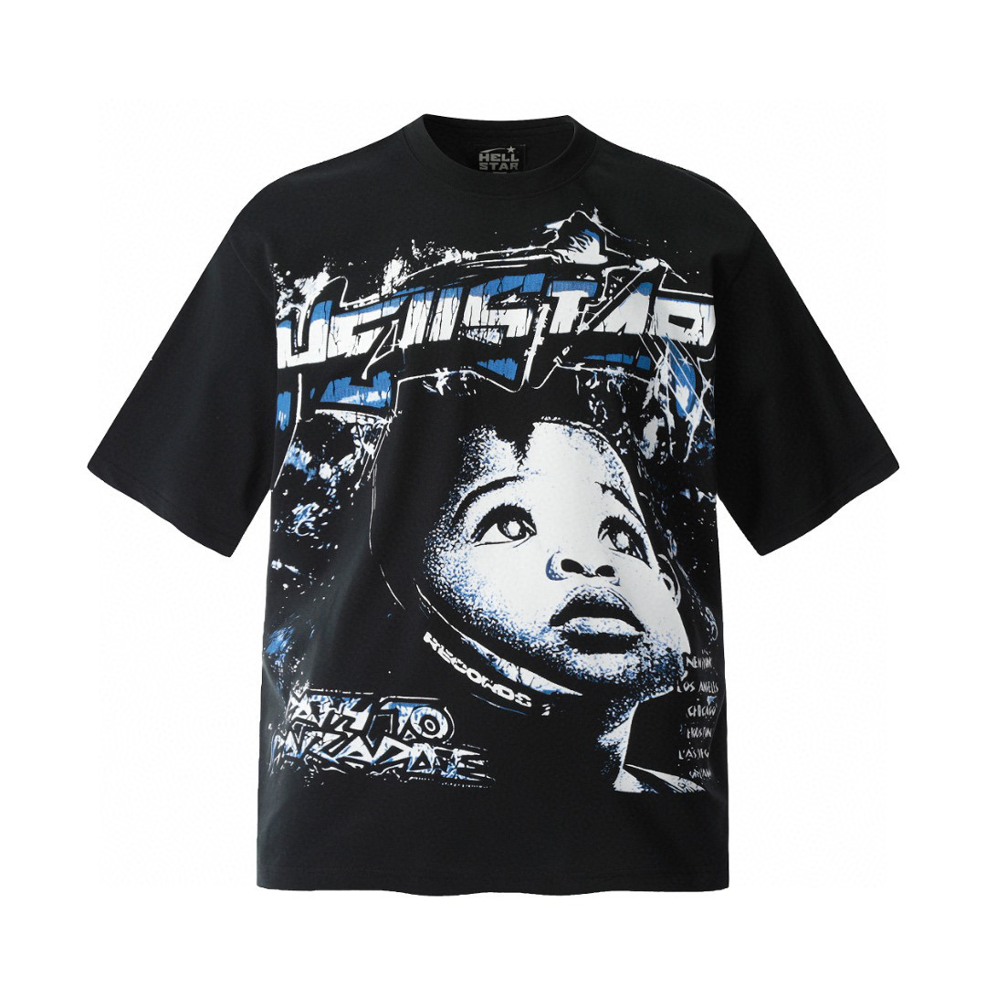 Hellstar Kid Face Print Tee Black (need one size up)
