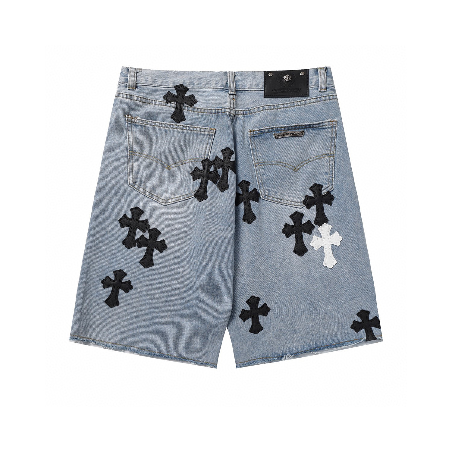 Chrome Hearts White Black Cross logo denim Shorts Blue