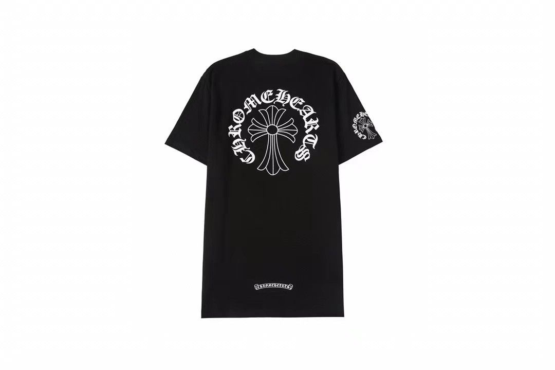 Chrome hearts classic streetwear print round neck black and white tees