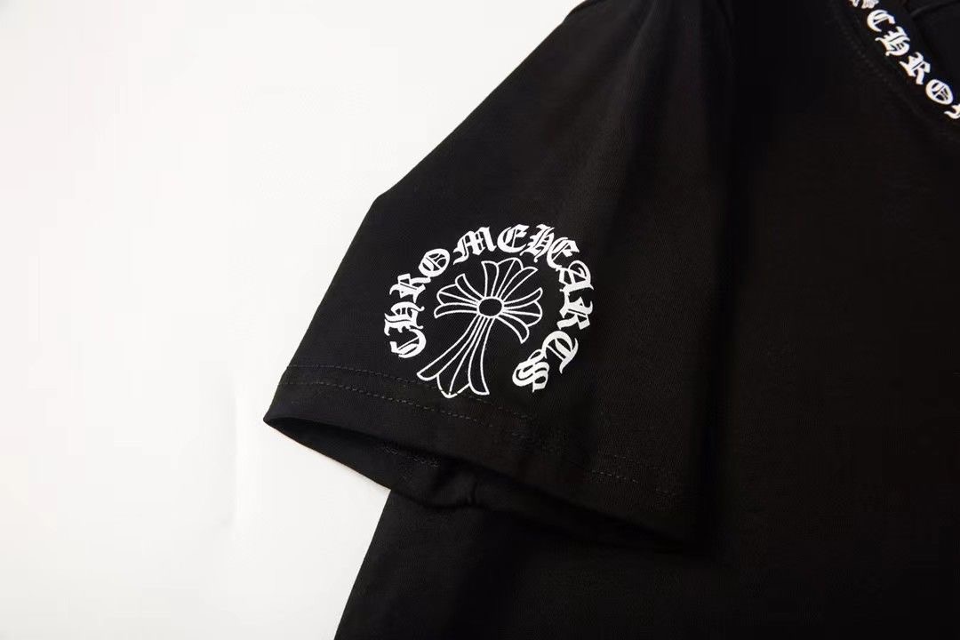 Chrome hearts classic streetwear print round neck black and white tees