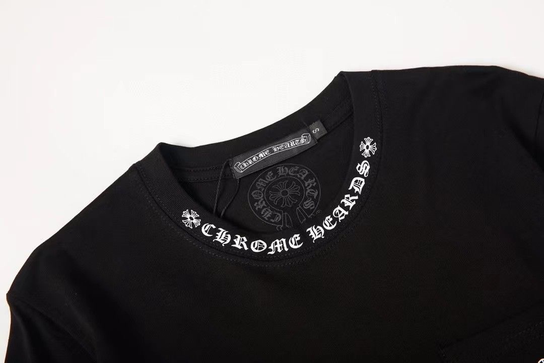 Chrome hearts classic streetwear print round neck black and white tees