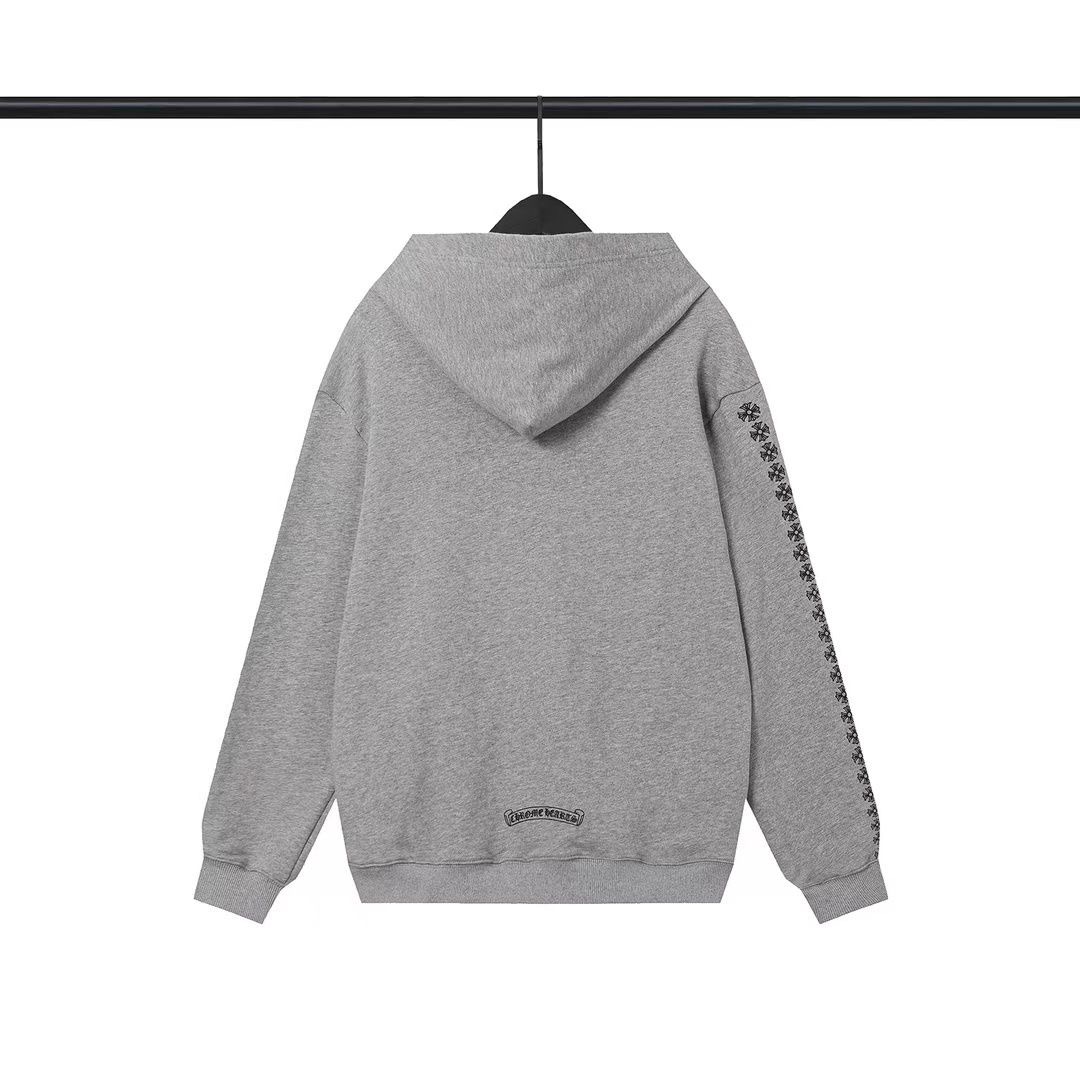 Chrome Hearts Zipper Hoodie Grey Color(need one size up)