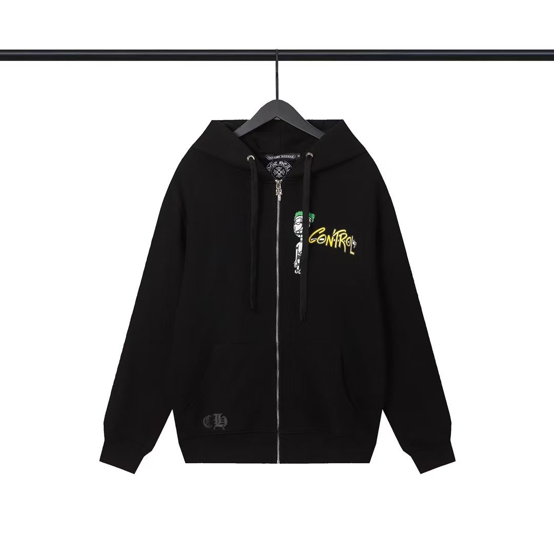 Chrome Hearts Be aware zipper Hoodie Black