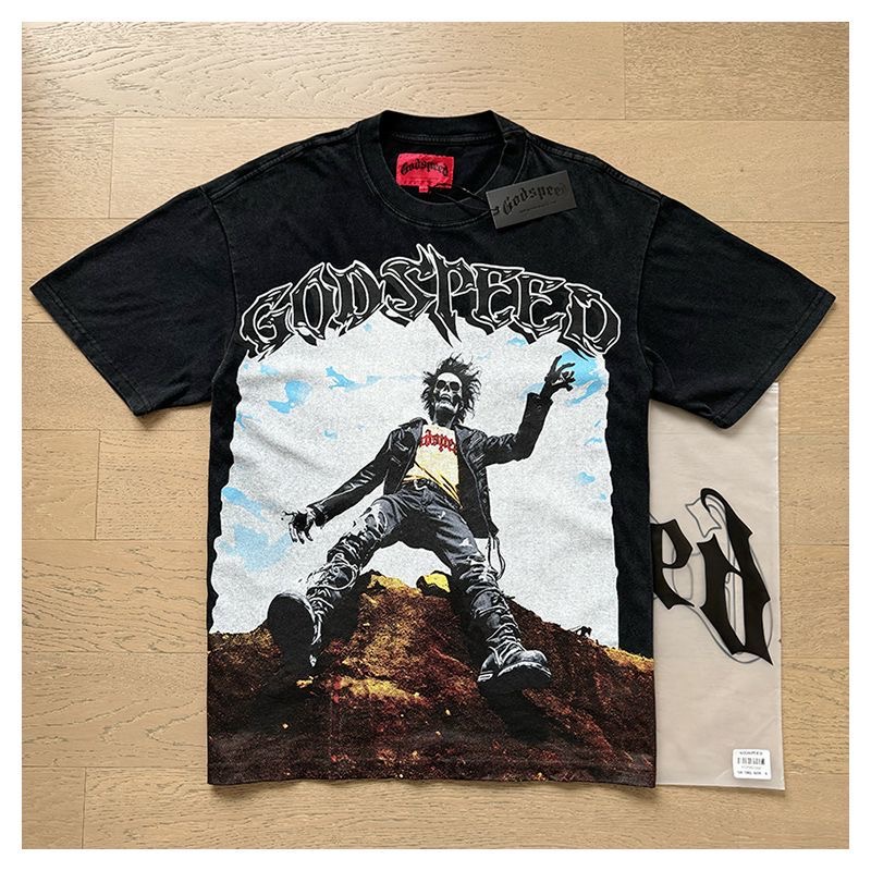 Godspeed Skull person rock Tee Black