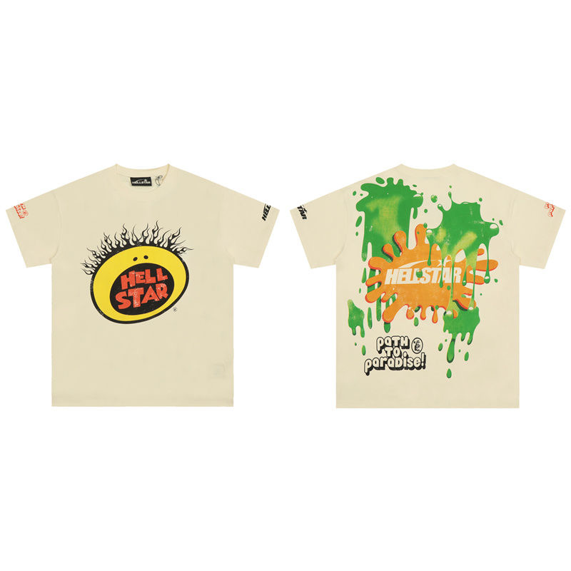 Hellstar Back graffiti Tee Beige Color
