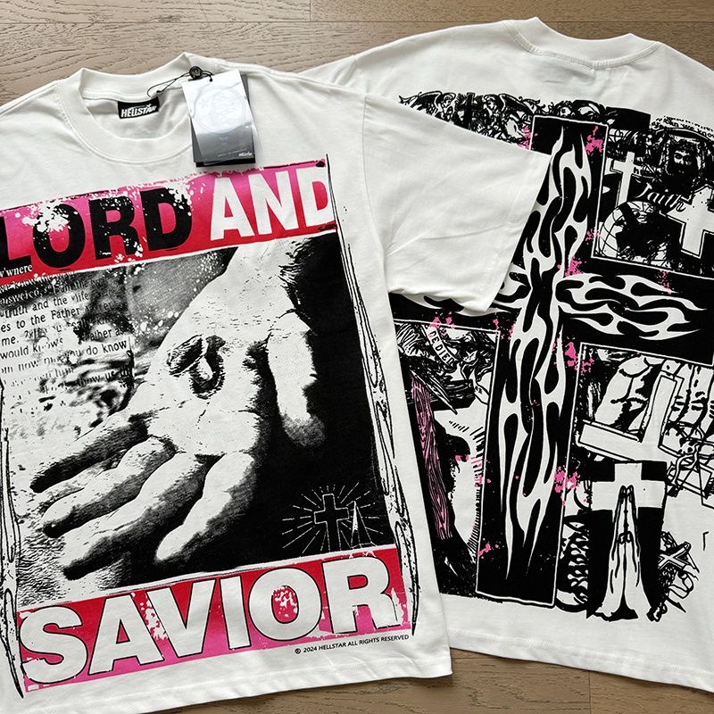 Hellstar Hand Print Tee White Color