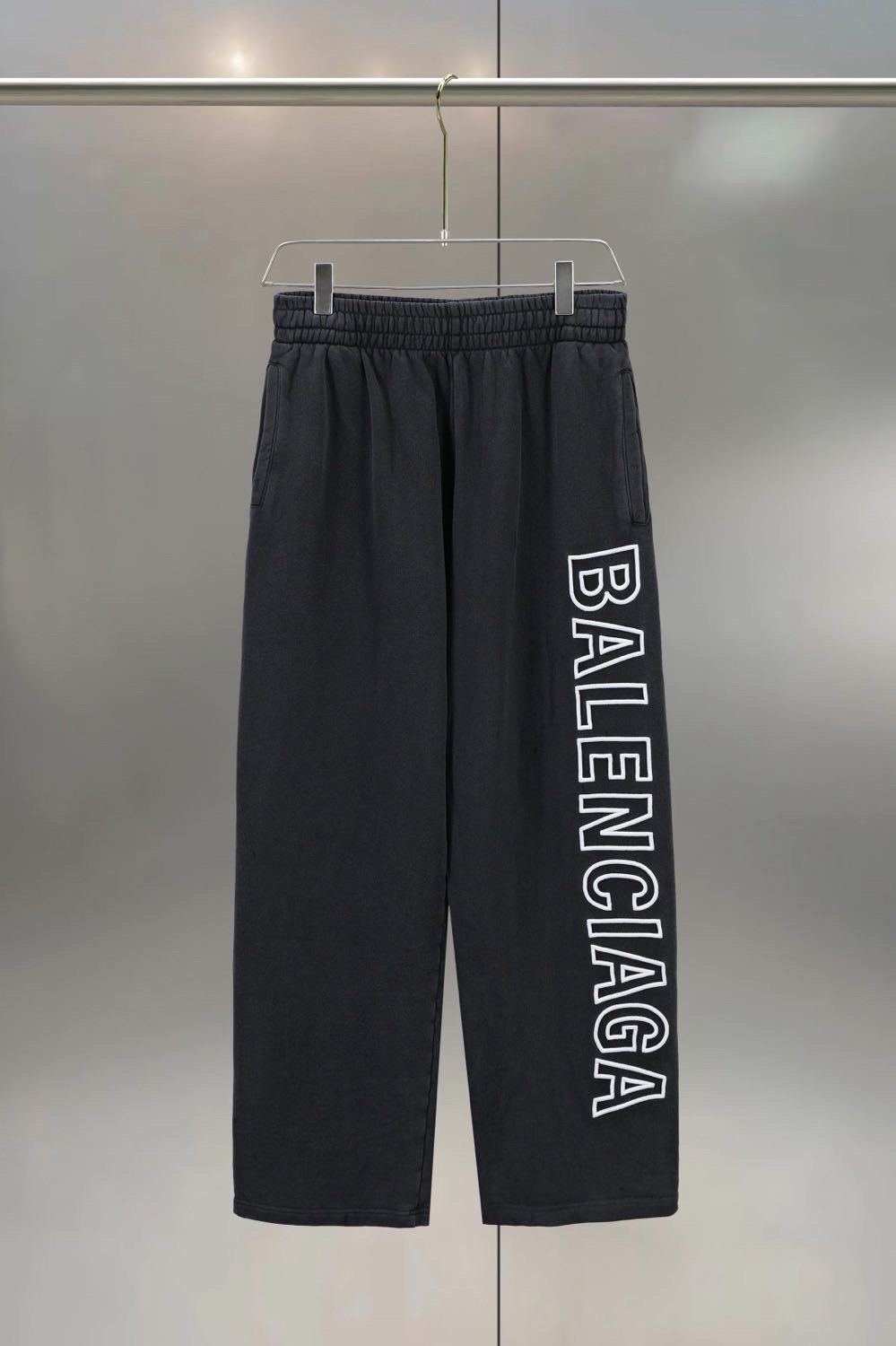 Balenciaga Side Blank Letters Pants Black