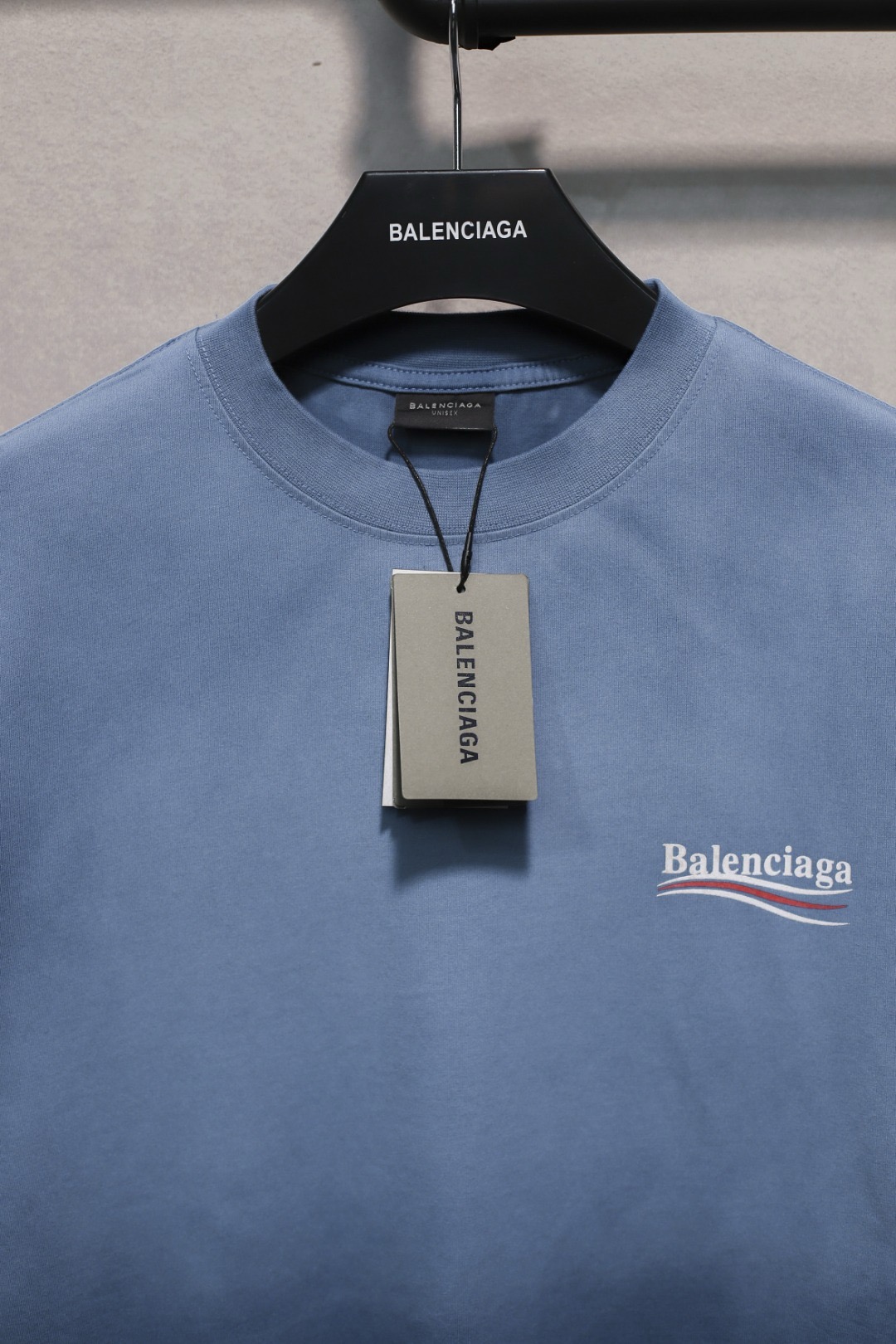 Balenciaga gradient cola print blue tee