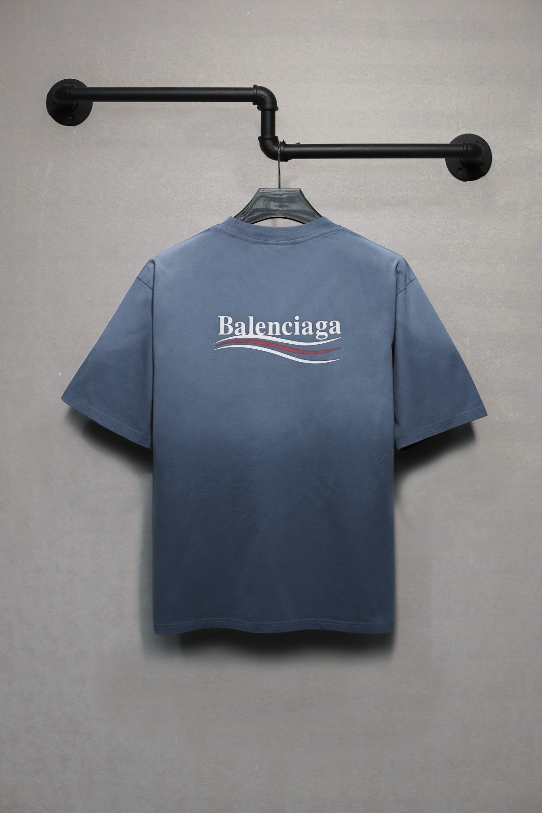 Balenciaga gradient cola print blue tee
