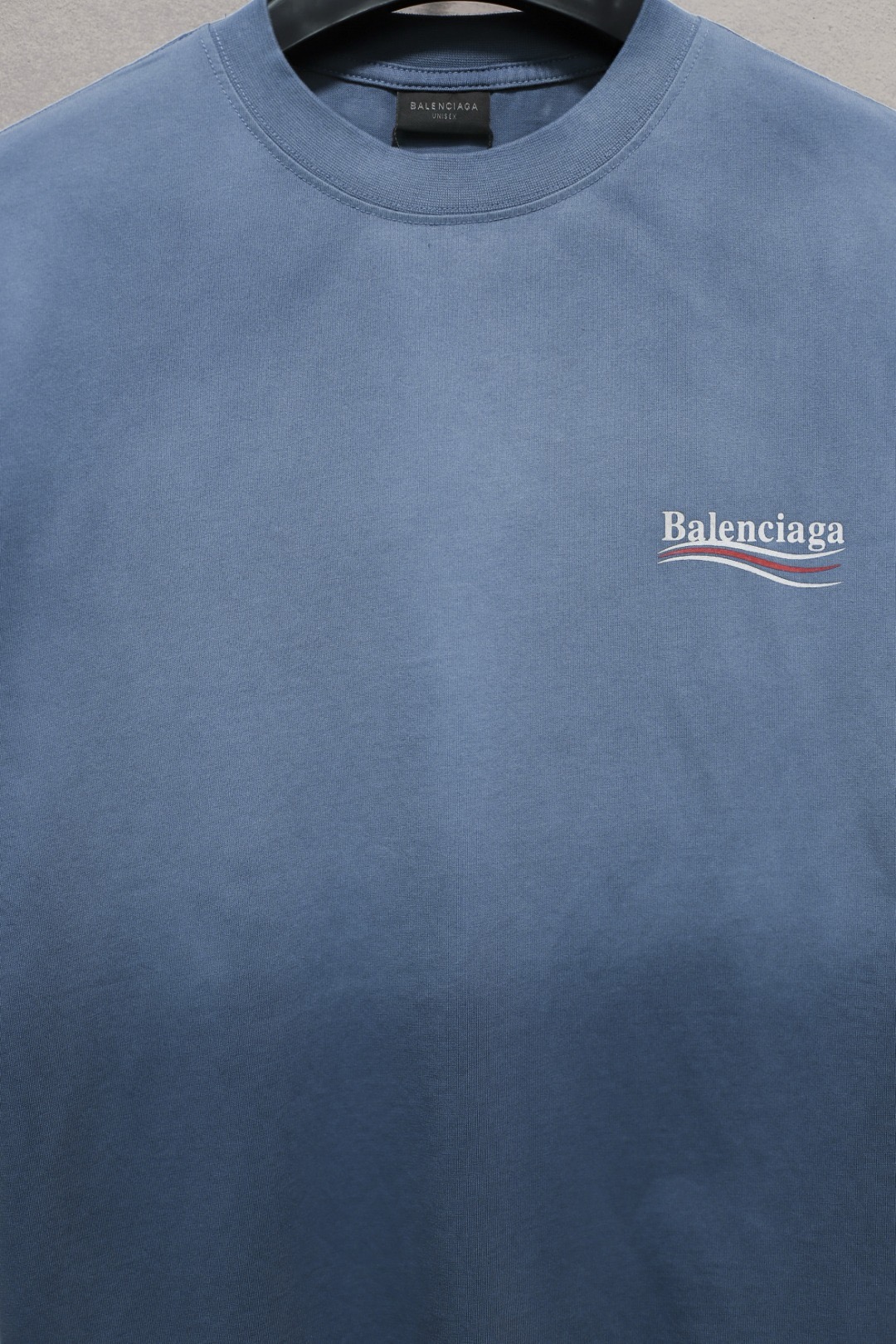 Balenciaga gradient cola print blue tee