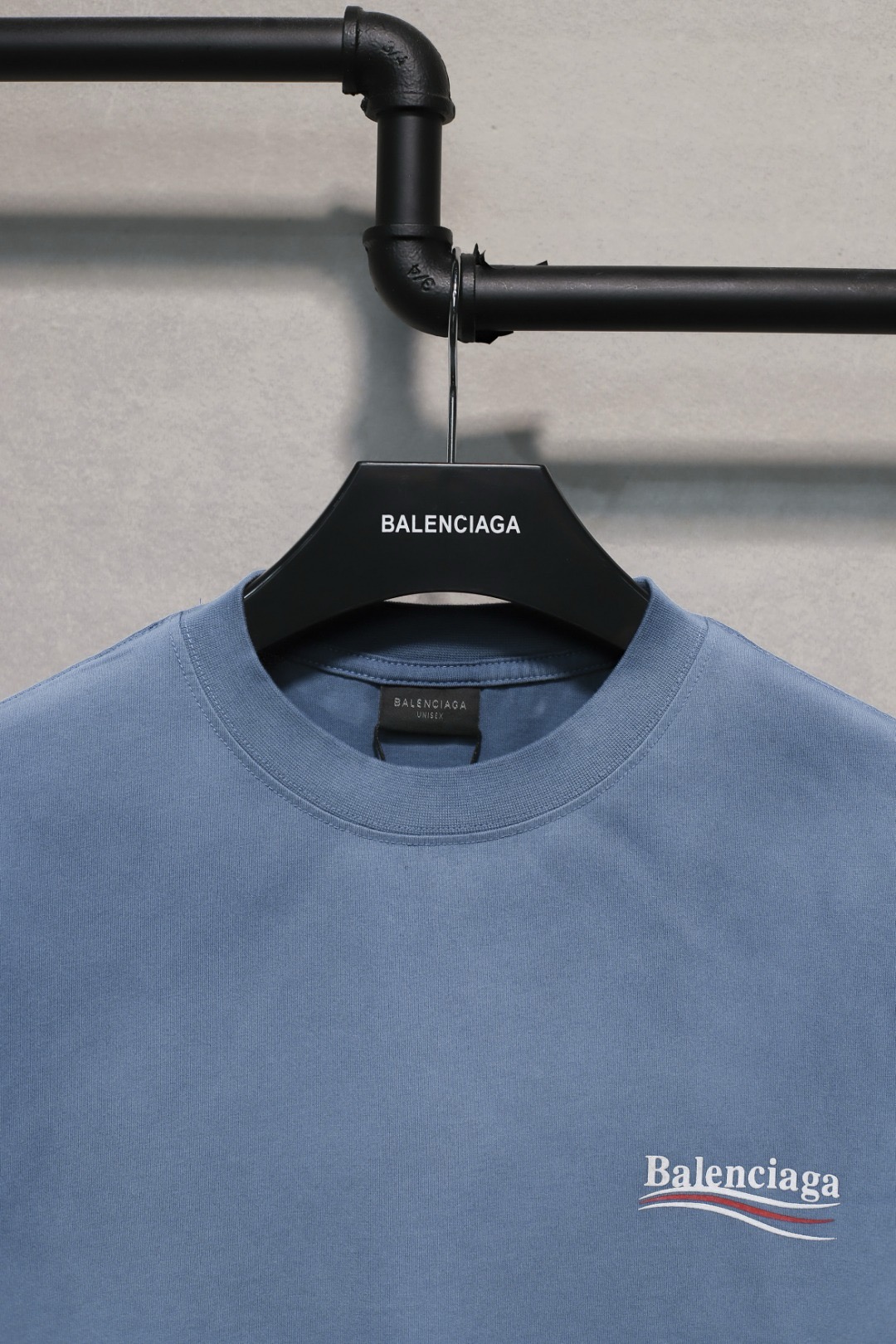Balenciaga gradient cola print blue tee