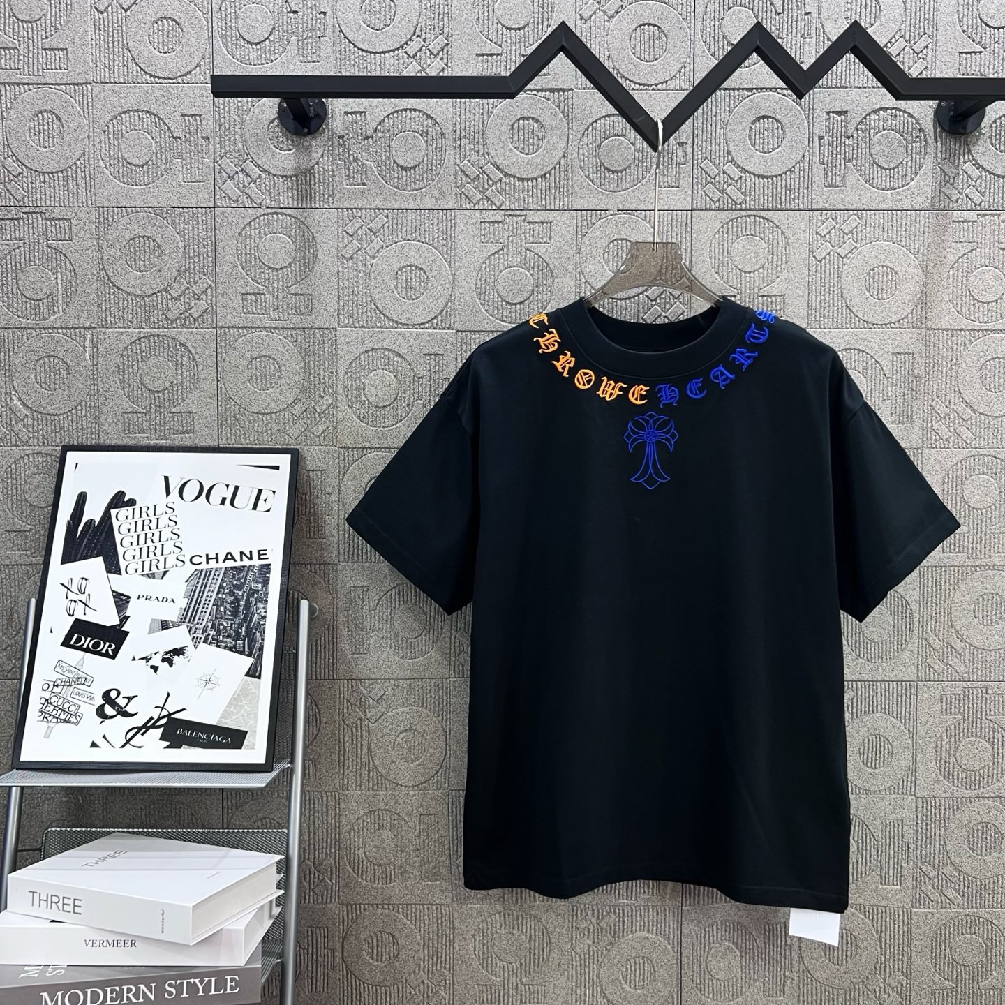 Chrome hearts collar embroidery 3 color tees
