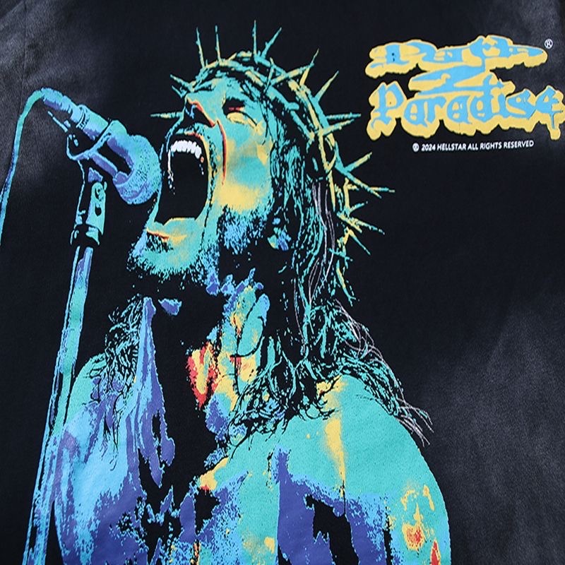 Hellstar washed black singer logo tee