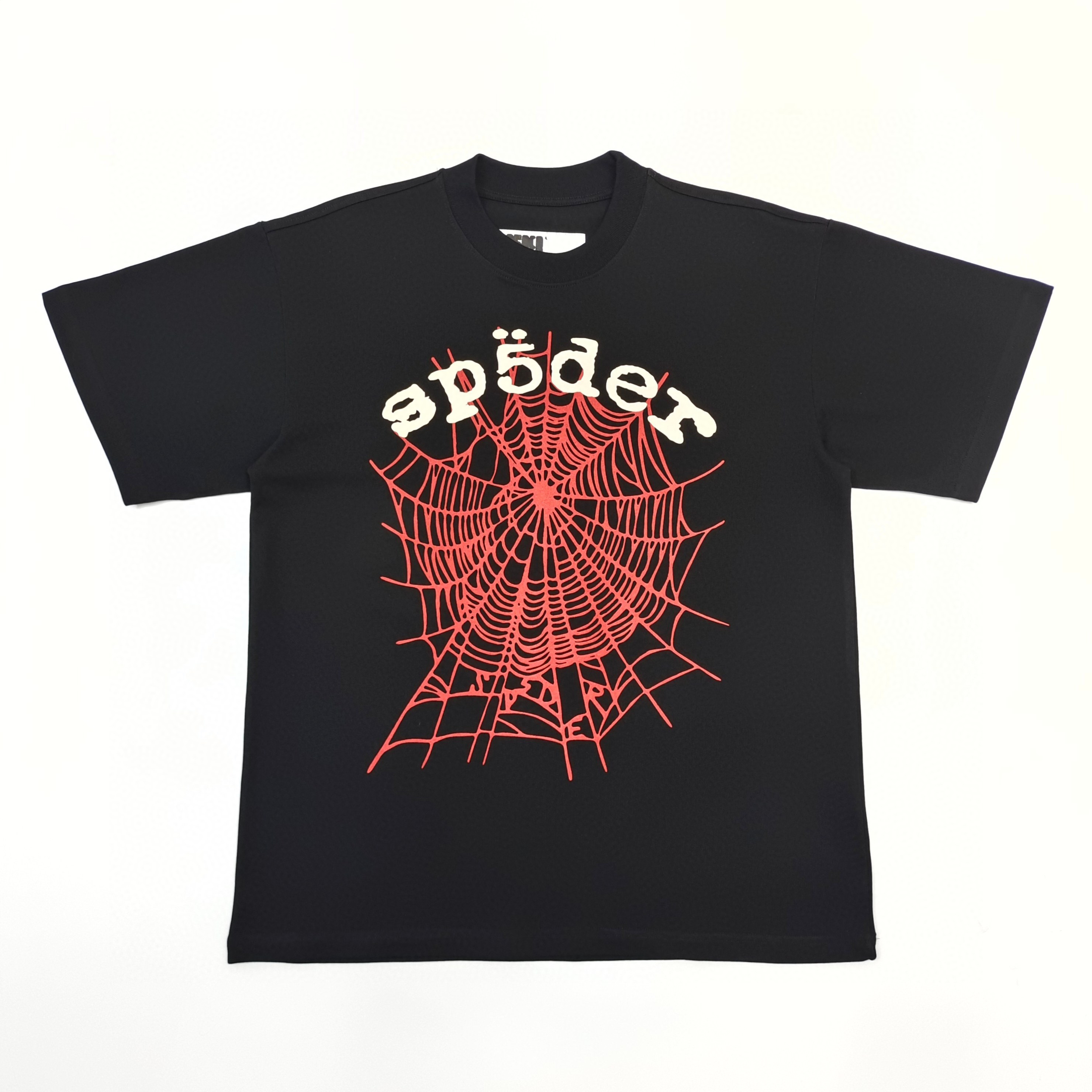 1:1 Best Quality Sp5der Red Net Logo Tee Black
