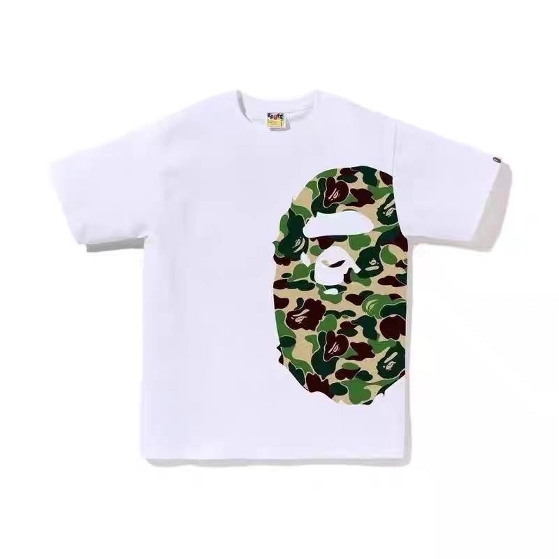 Bape black and white green camo print tees