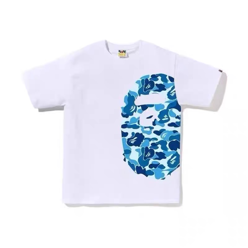 Bape black and white blue camo print tees