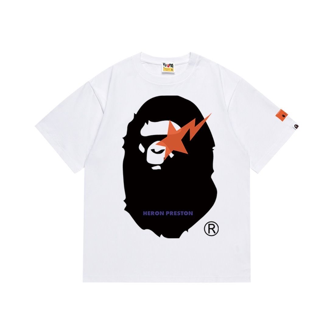 Bape gorilla head lighting printed T shirt