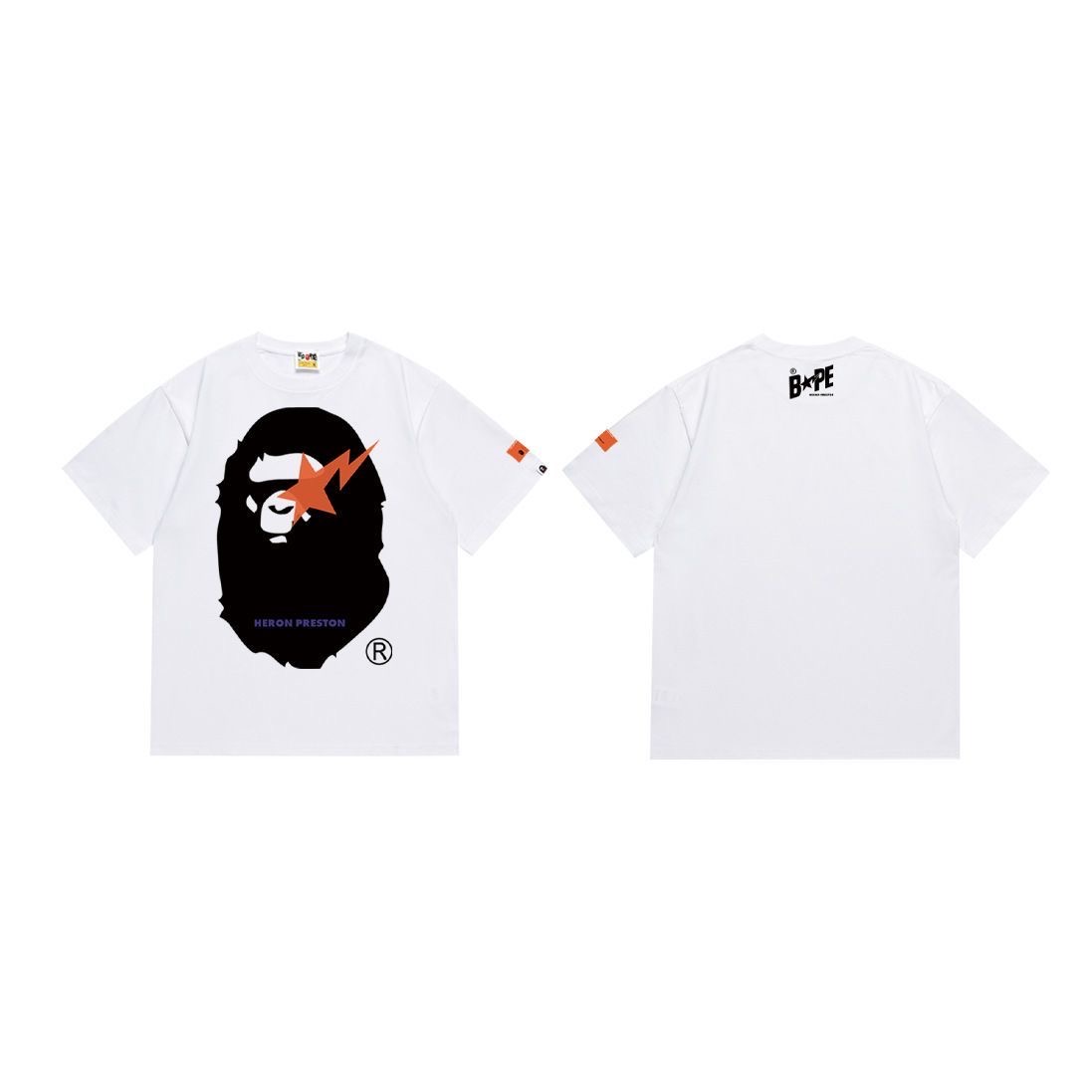 Bape gorilla head lighting printed T shirt