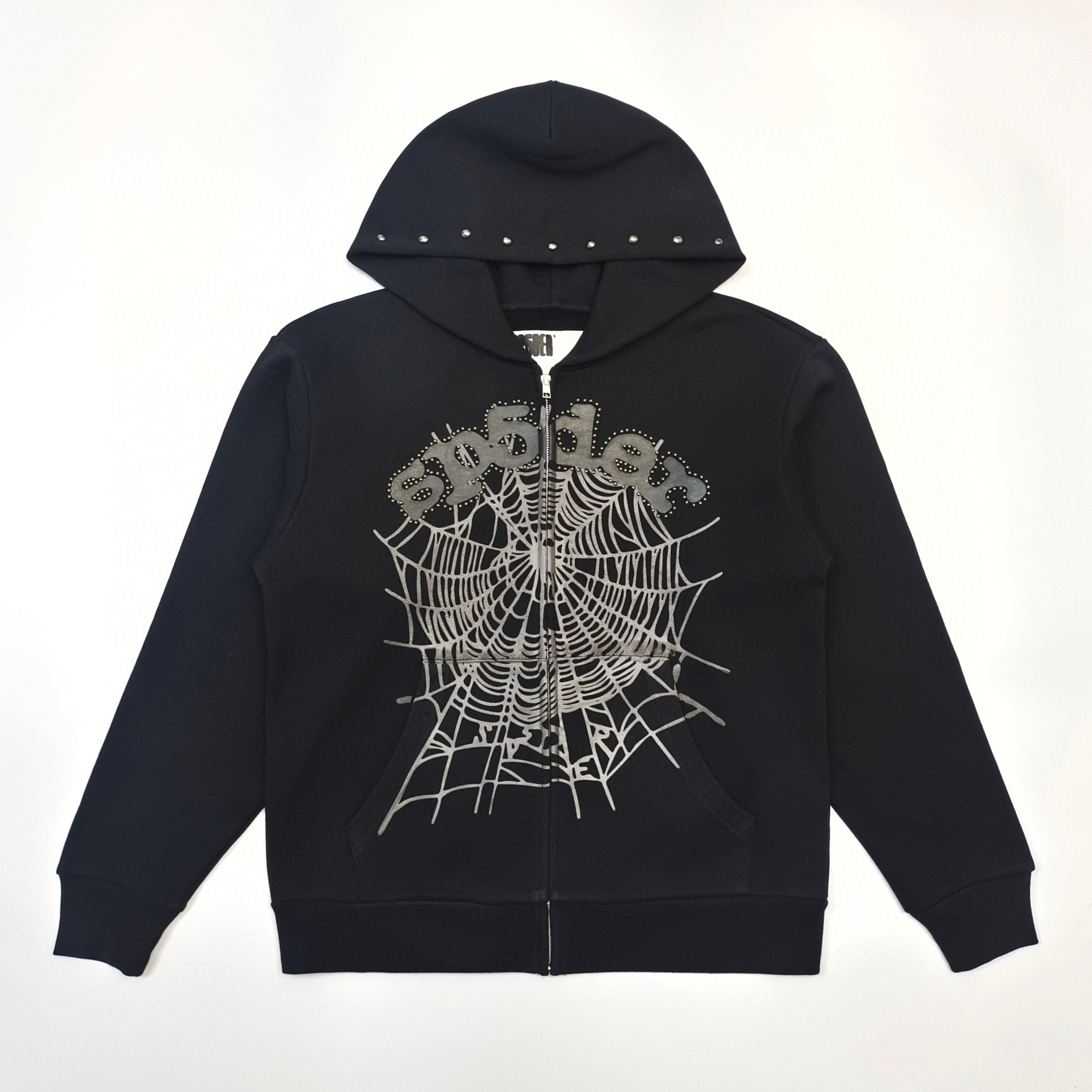 1:1 Best Quality Sp5der Zipper Hoodie Black Color