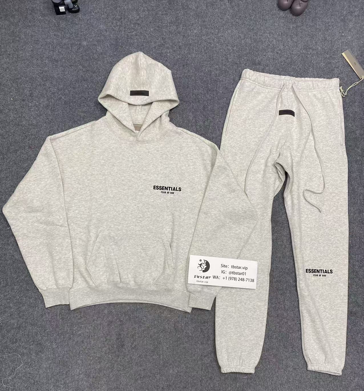1:1 Best Quality Essential Hoodie Pants Light Oatmeal Color(oversize, recommend one size down)