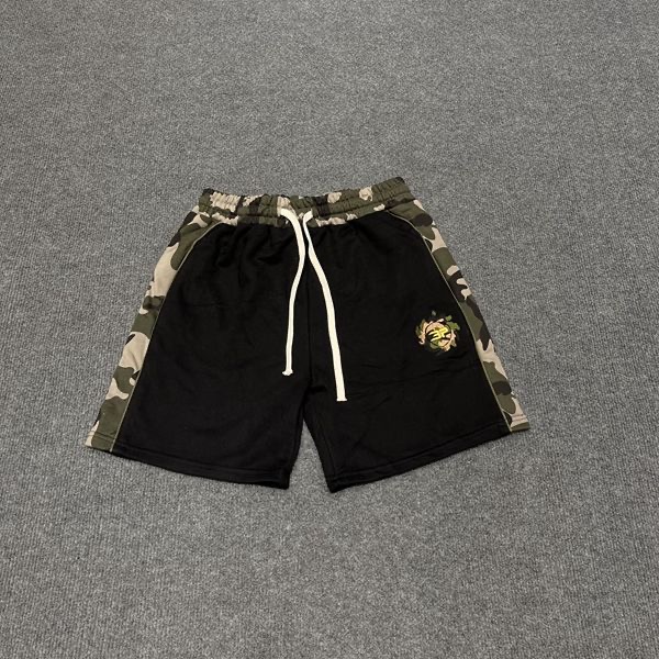 Broken planet embroidered logo camo shorts