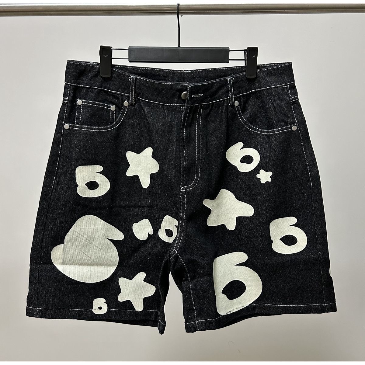 Sp5der trendy star print high street shorts