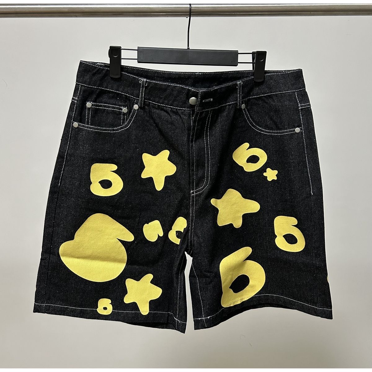 Sp5der trendy star print high street shorts