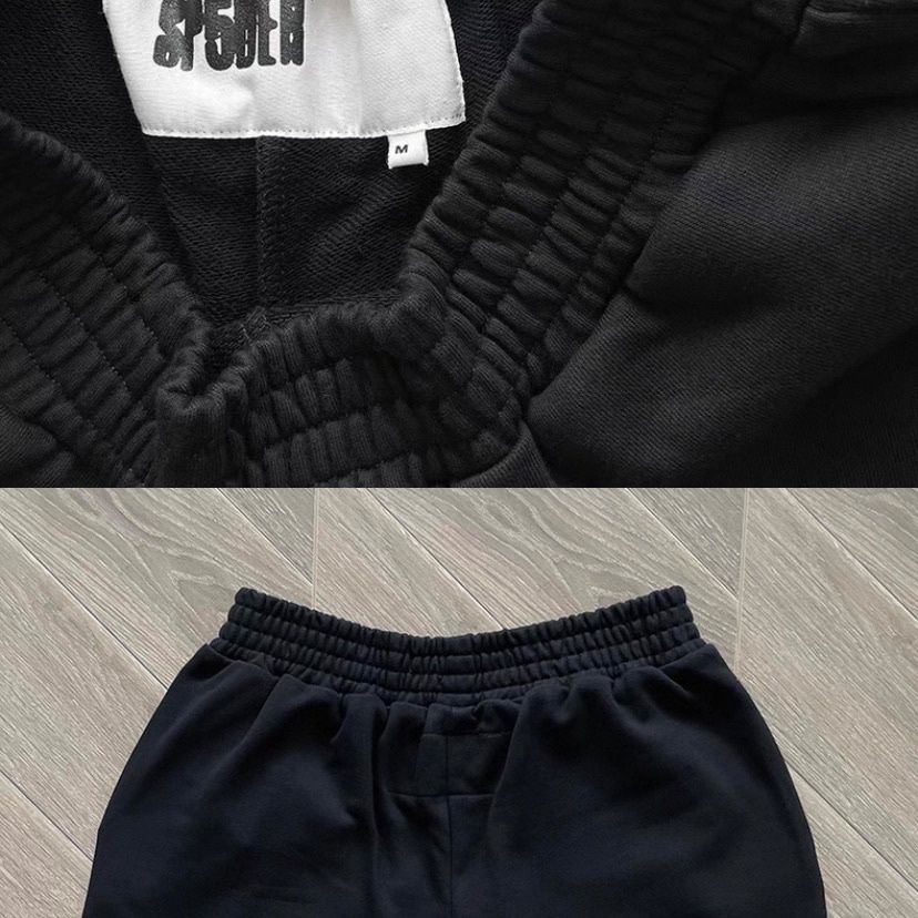 Sp5der black and white letters shorts