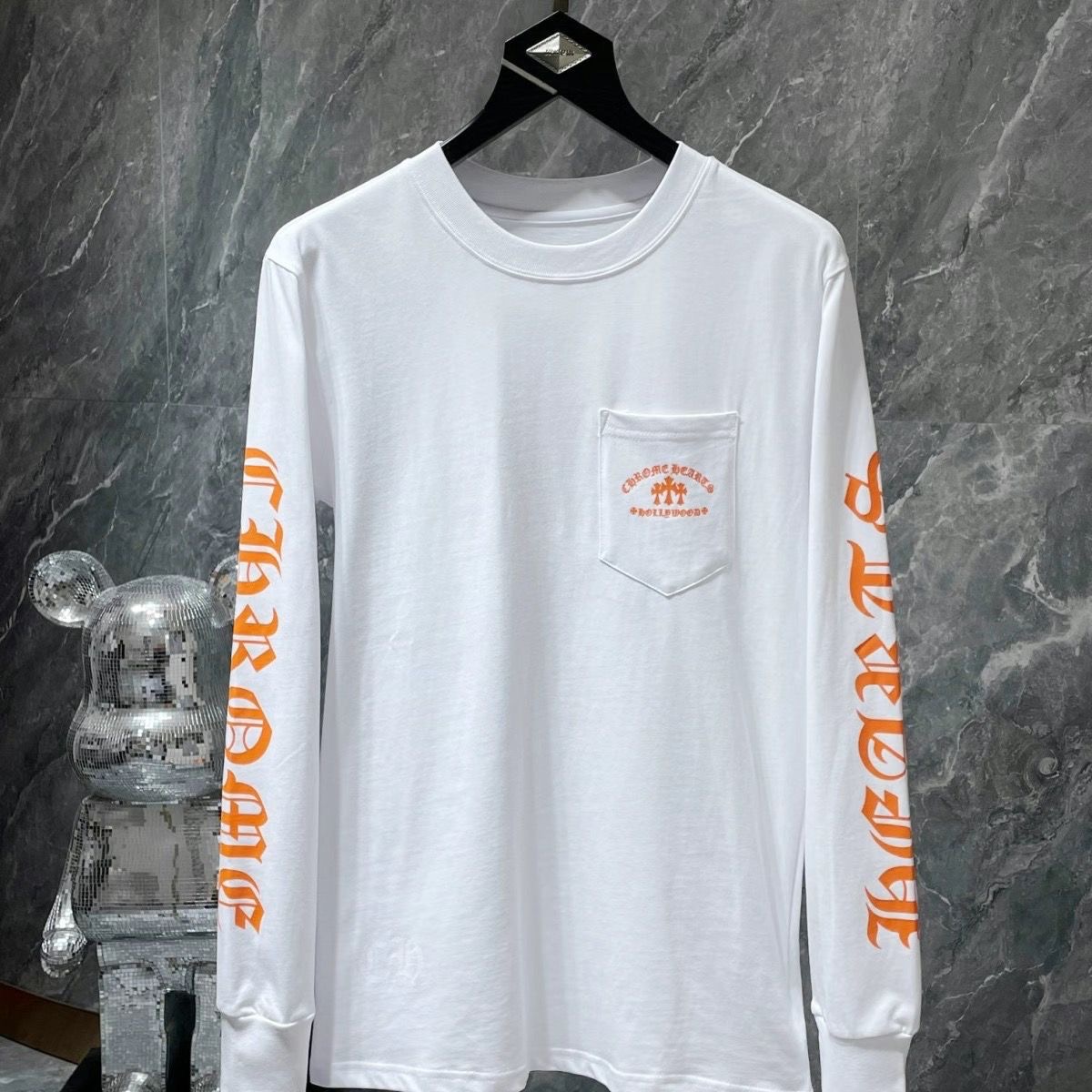 Chrome heart black and white orange logo long sleeves