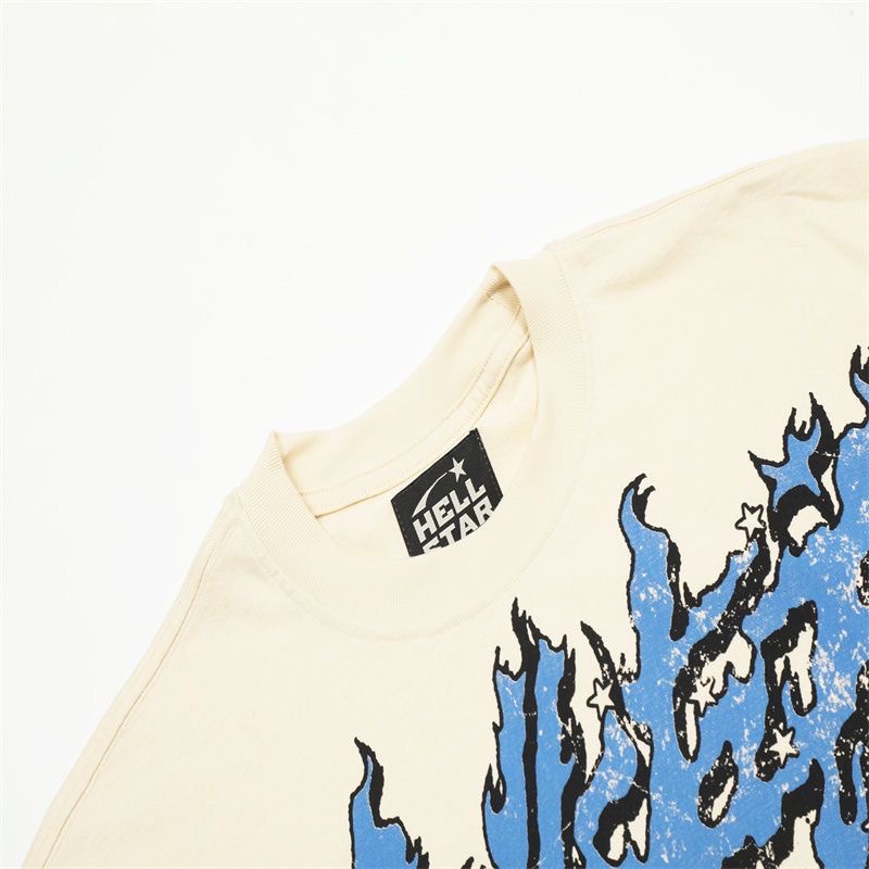 Hellstar cream and blue logo tee
