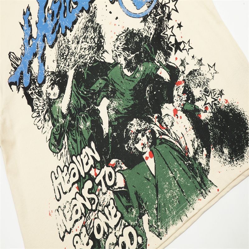 Hellstar cream and blue logo tee