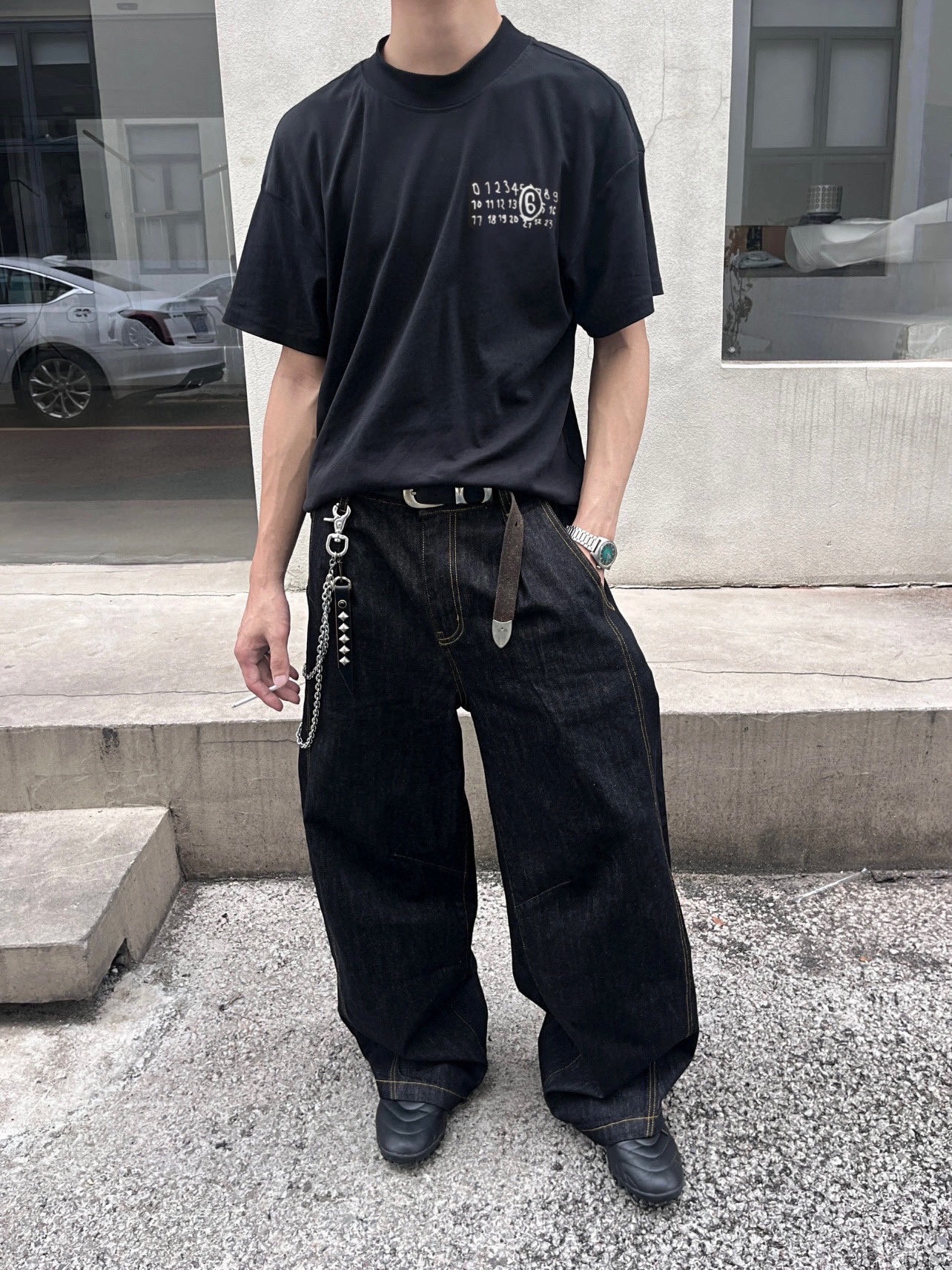 Maison Margiela 25fw graffiti letter round neck tees