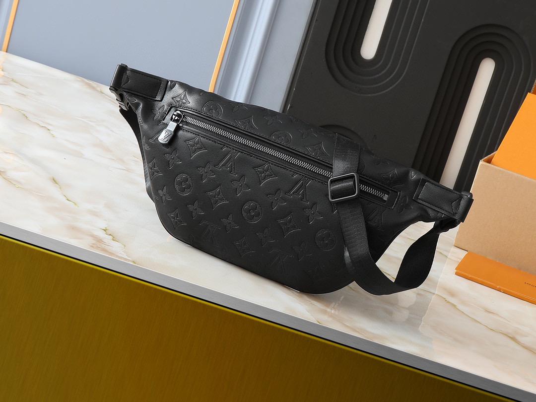 LV Discovery Embossing Full Logo Waist Bag Black