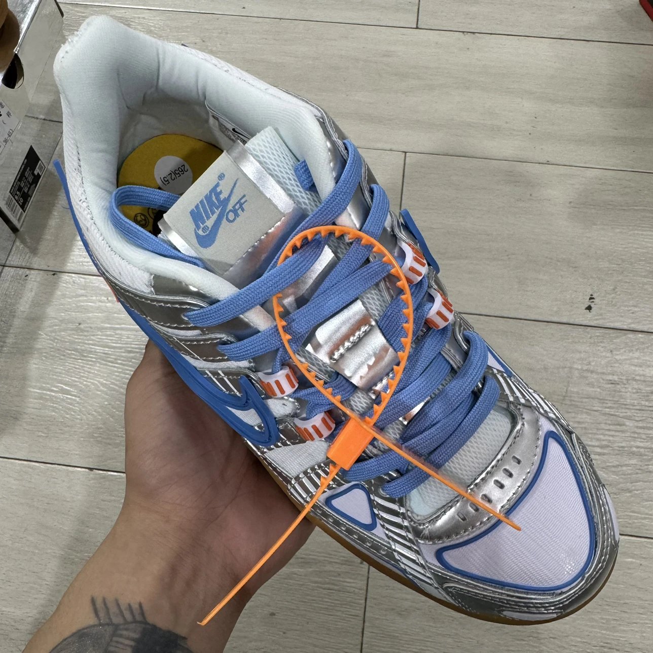 off white & Rubber Dunk Air sneaker Silver Blue