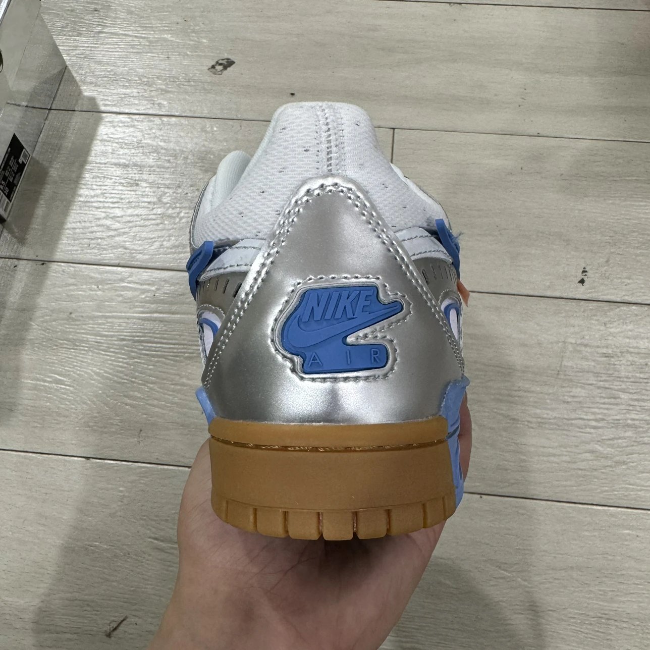 off white & Rubber Dunk Air sneaker Silver Blue