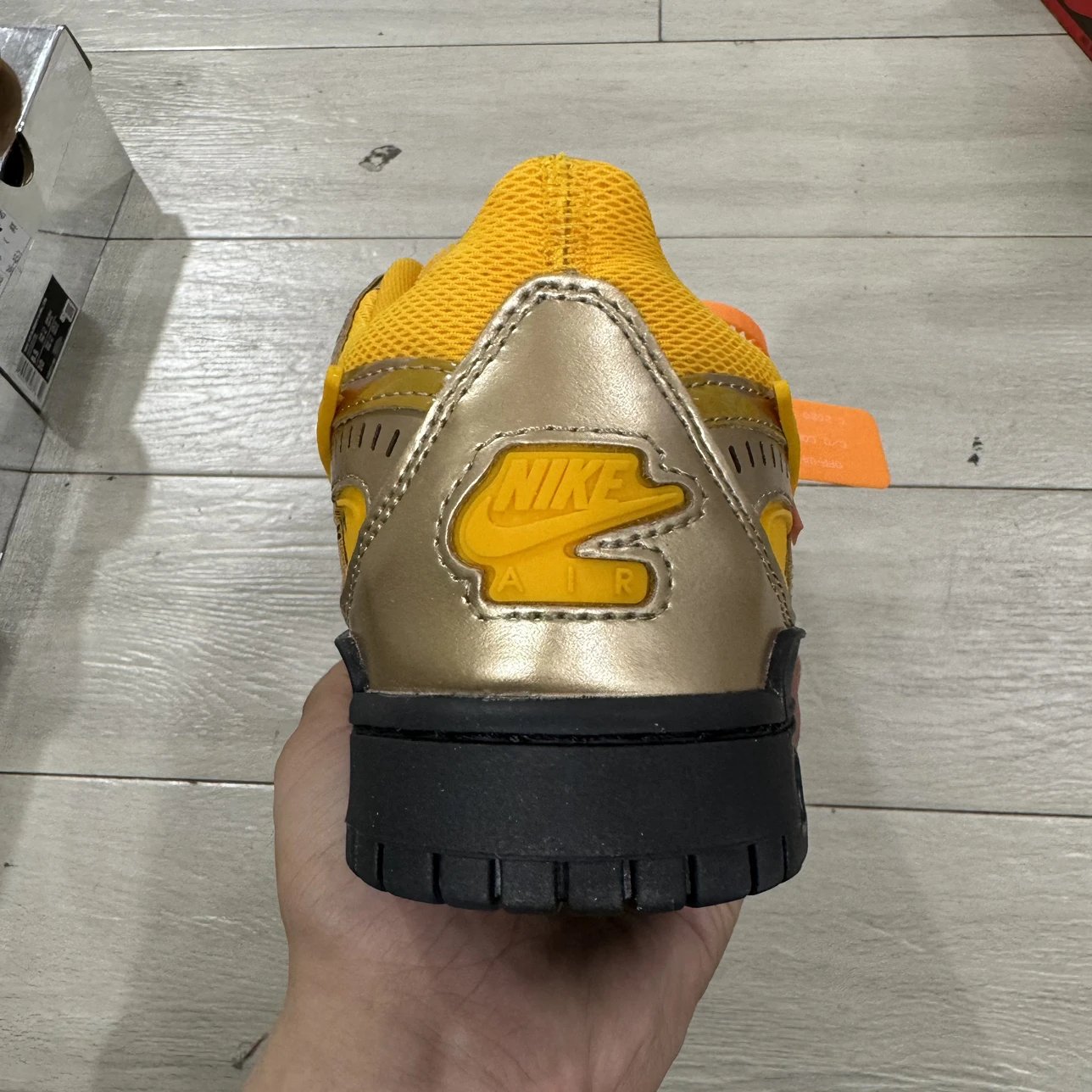 off white & Rubber Dunk Air sneaker Golden Yellow