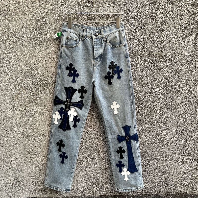Chrom hearts horseshoe Sanskrit bull king jeans