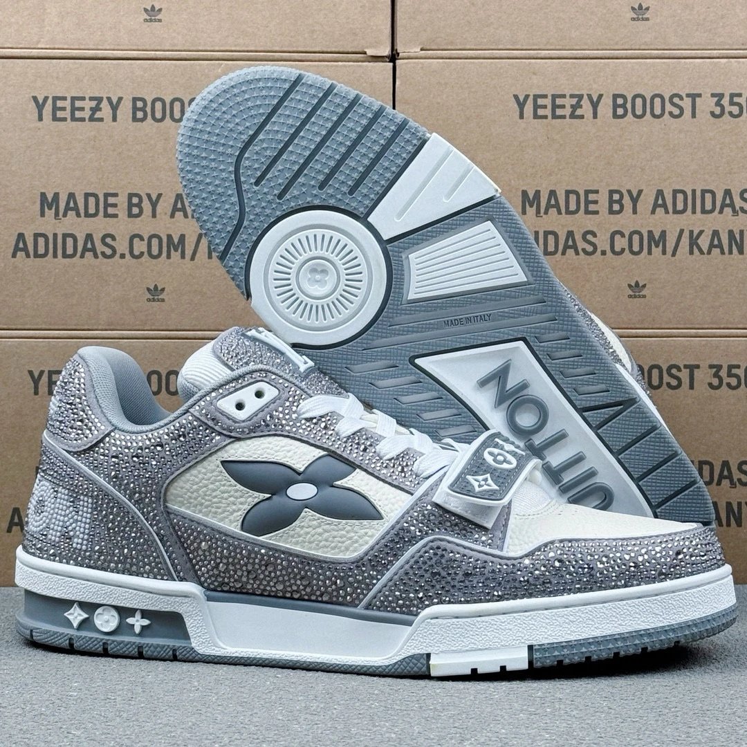 LV Full Diamond Trainer Sneaker Grey