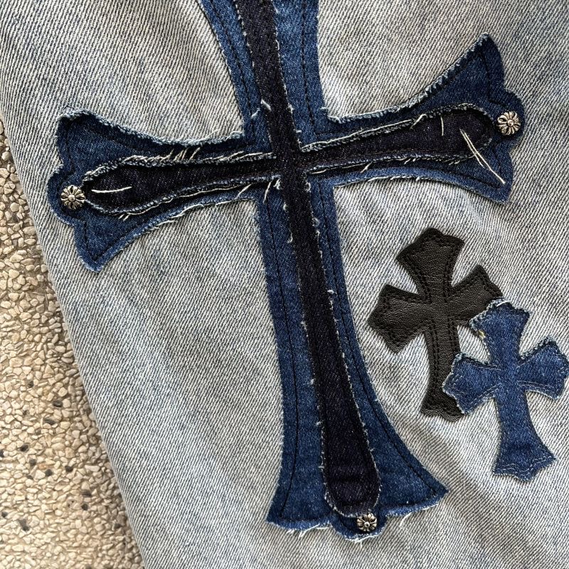 Chrom hearts horseshoe Sanskrit bull king jeans