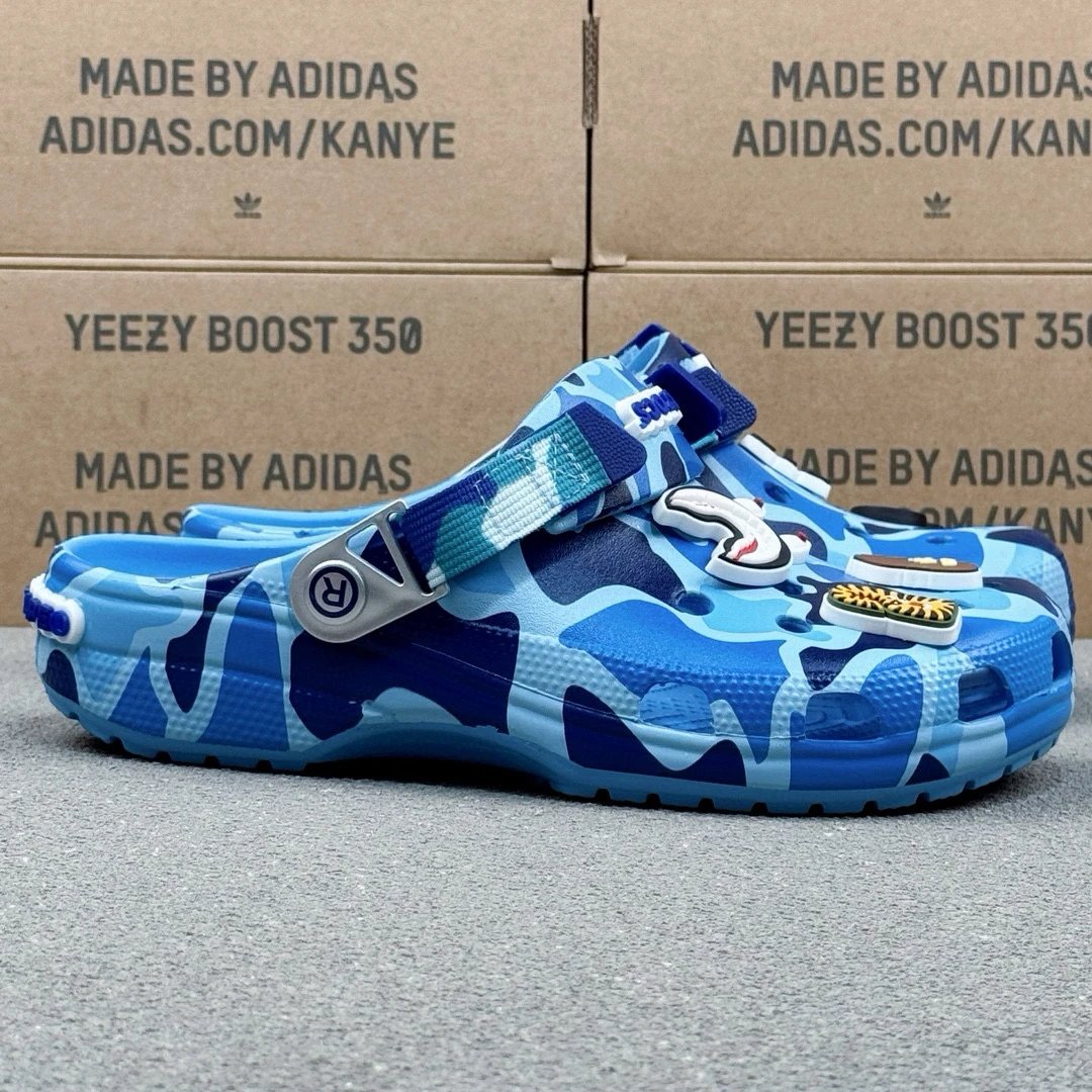 Bape & Crocs Blue Camo Slide