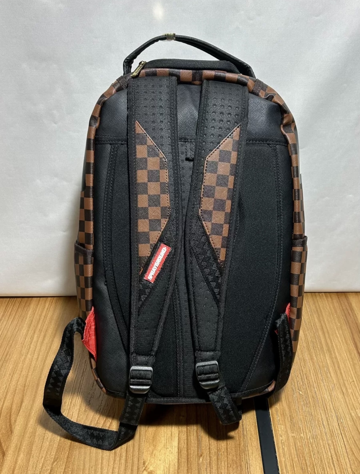 Sprayground & Bape Backpack Checker Borwn