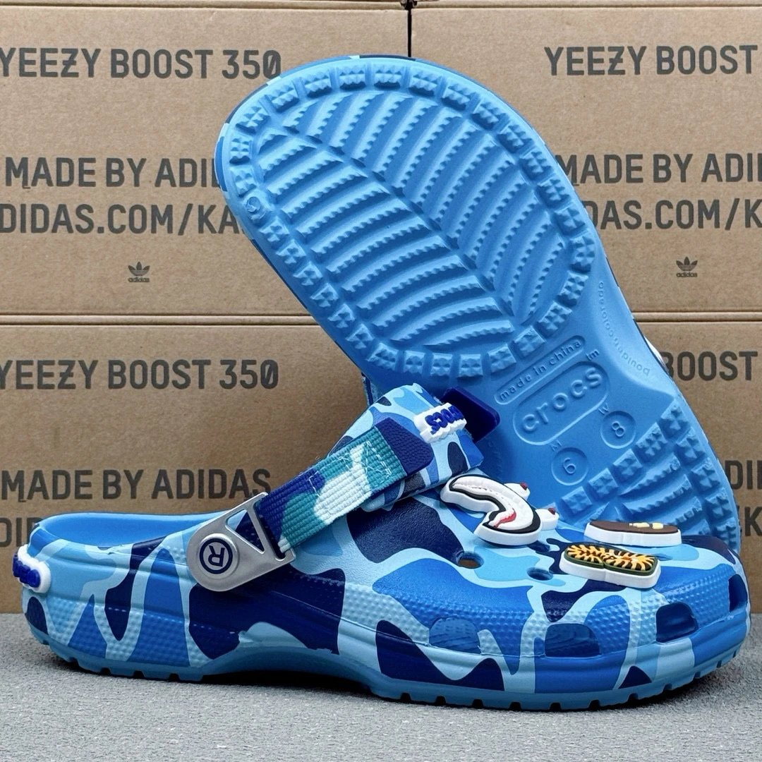 Bape & Crocs Blue Camo Slide