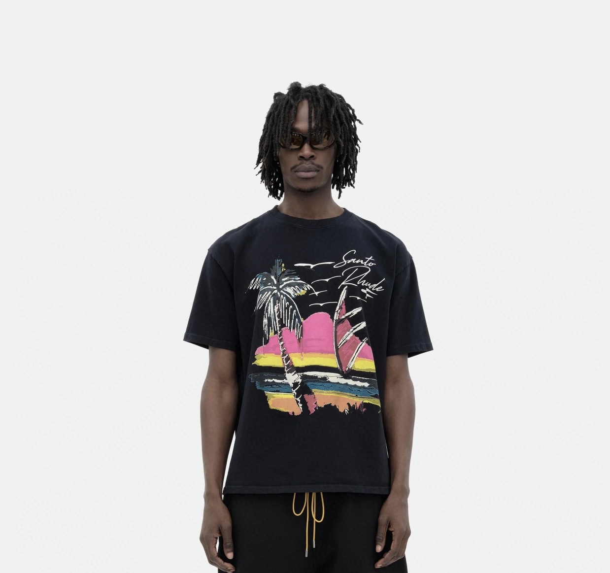 1:1 Rhude Beach Sunset Print Tee Black