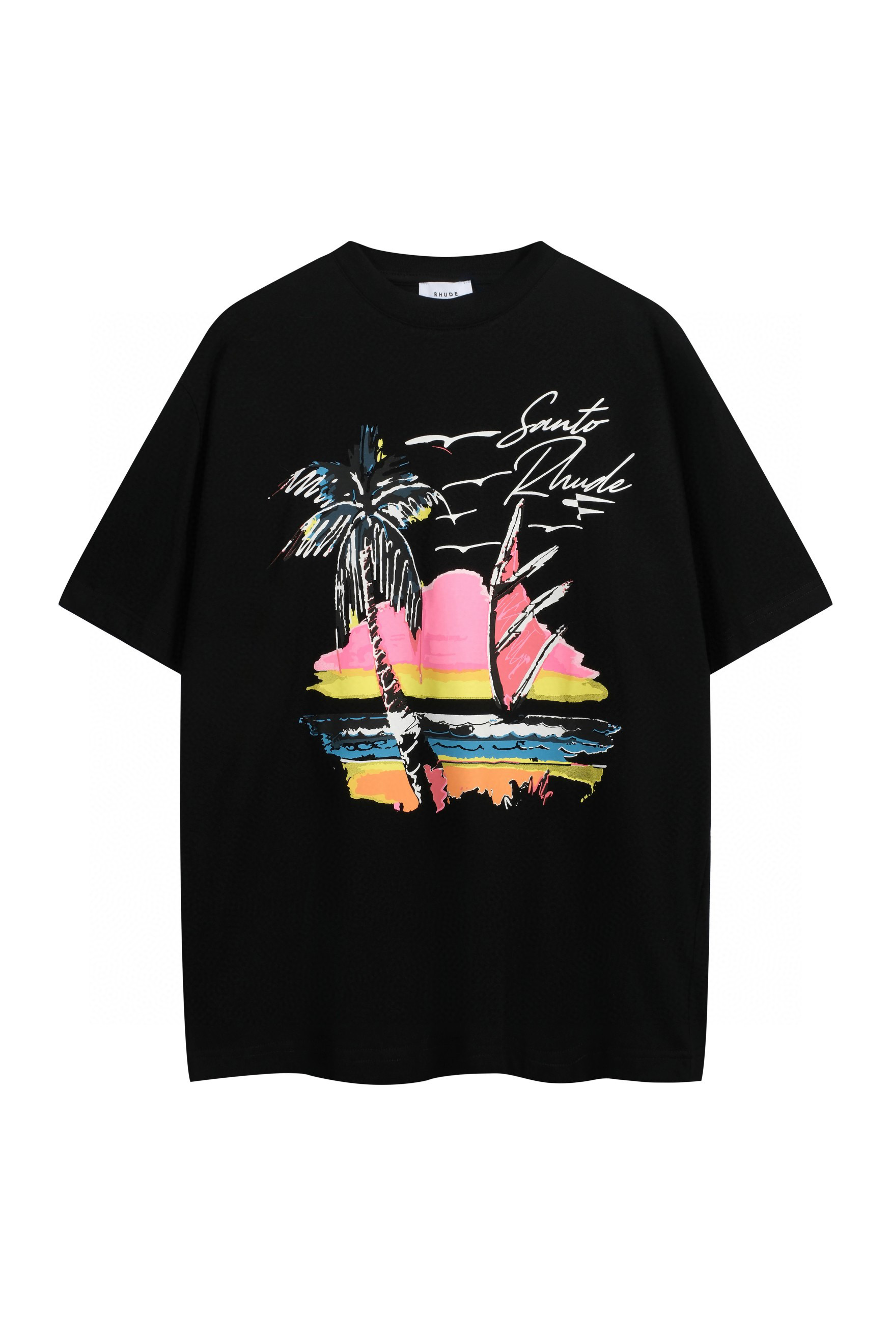 1:1 Rhude Beach Sunset Print Tee Black