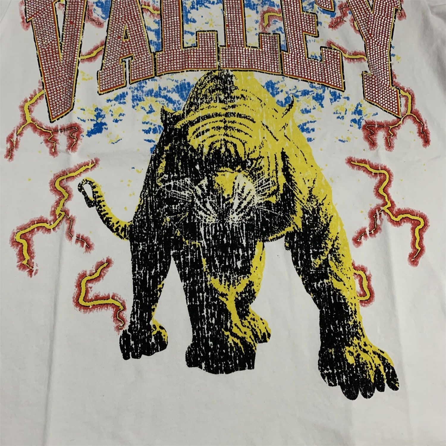 Vale retro rhinestone letter tiger pure cotton tee