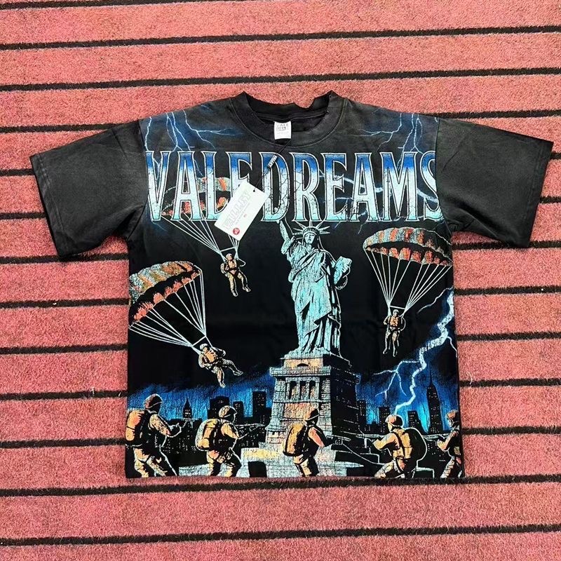 Vale liberty goddess portrait letter retro washed tee